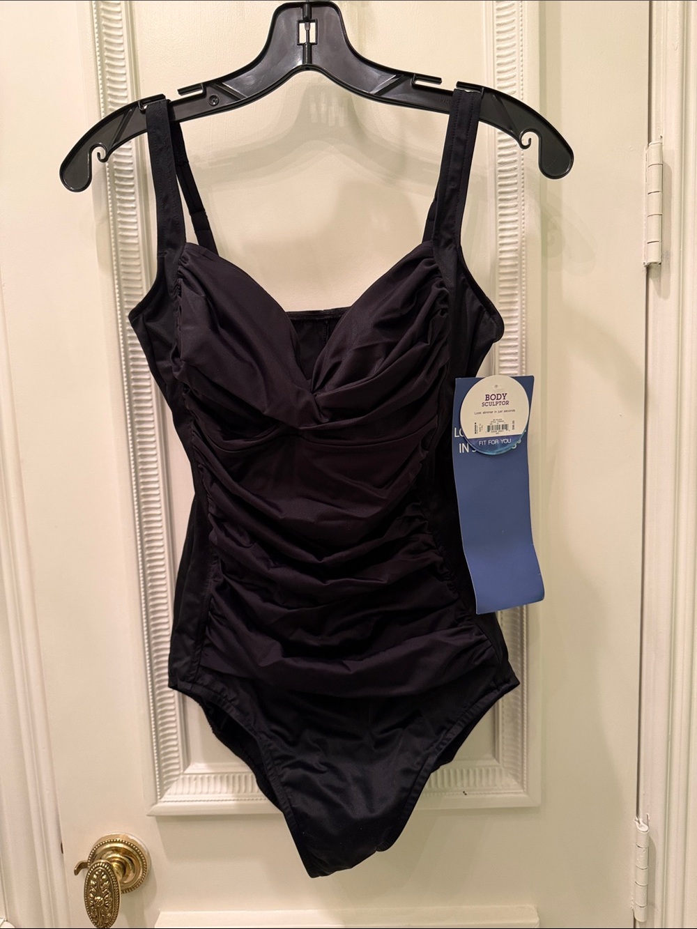 croft & barrow Black One-Piece Swimsuit with Ruched Front
